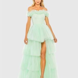 Elegant‎ Mint Green Off-Shoulder Gown